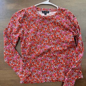 J. Crew Women's Long Sleeve Top - Red and Pink Floral